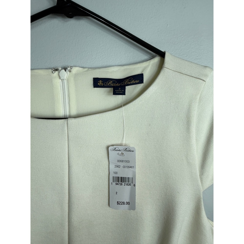 Brooks Brothers Womens Off White Cap Sleeve Sheath Dress 100199461 Size‎ 2 NWT
